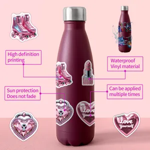 50pz adesivi graffiti impermeabili rosa principessa Y2K per bottiglie e tazze.