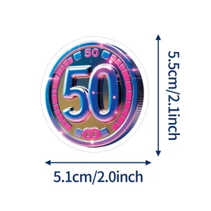 Adesivo impermeabile rosa Y2K numero 50, simpatico sticker decorativo per borraccia.