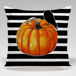 Federa decorativa per cuscino zucca corvo di Halloween, copricuscino a righe per divano letto casa