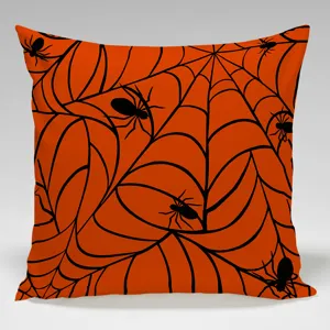 Fodera per cuscino Halloween ragnatela arancione quadrata decorazione divano e letto