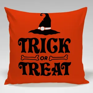 Federa cuscino Halloween con cappello da strega, trick or treat fodera quadrata per divano.