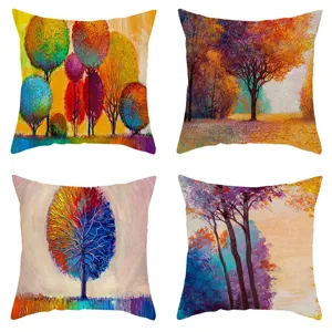Herbstlandschaft Ölgemälde Polyester Kissenbezug Modern Minimalistisch Dekorative Sofakissenbezug Quadratischer Kissenbezug Ohne Kern