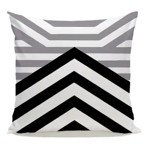 Funda de cojín cuadrada geométrica negra y gris moderna para sofá coche y decoración