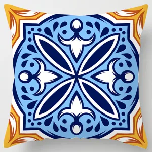 Nordic geometric throw pillow cover blue white ethnic style decorative cushion for sofa car decor
