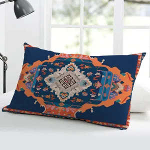 Nahaufnahme des bohemian geometrischen rechteckigen Kussenbezugs fur perfekte Deko.