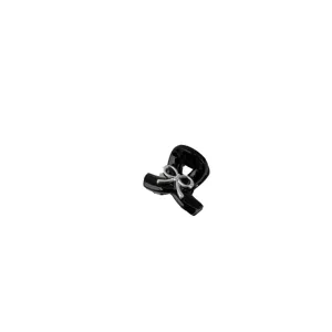 Cute sweet black mini hair claw clip with silver bow, perfect for side bangs and styling.