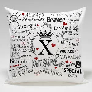 Funda de cojín con frase inspiradora y diseño de letra X, funda decorativa suave para el hogar.