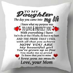 Letter to daughter peach skin throw pillow cover, American style sofa cushion case home decor