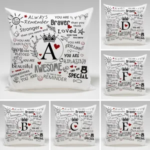 Funda de Cojín de Citas Inspiradoras Funda de Cojín de Letras Motivacionales Poliéster Funda de Almohada Decorativa Para Sofá Hogar