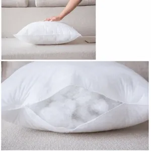 White non-woven throw pillow insert with high elasticity PP cotton filling for sofa couch.