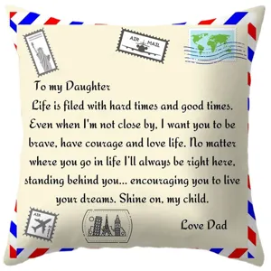 American style peach skin velvet pillowcase with emotional letter print for sofa home decor.