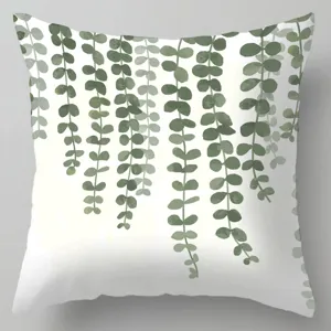 Kussenhoes met aquarelprint van groene eucalyptusbladeren voor bank en kantoorstoel