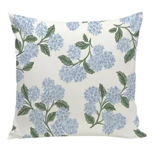 Blaues Blumen Kissenbezug mit Hortensien Muster fuer Sofa Wohnzimmer Dekoration 45x45cm