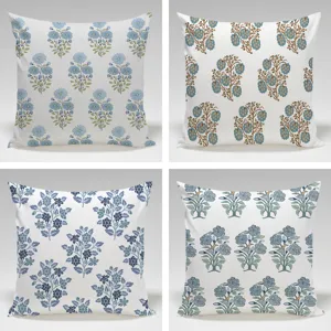 Crossborder Botanical Floral White Linen Pillow Cover Square Throw Pillow Case For Home Bedroom Living Room Decor