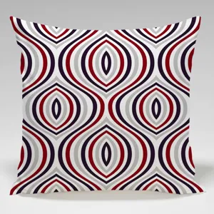 Dettaglio del motivo geometrico della moderna federa per cuscino decorativo con curve astratte.