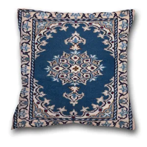 Vintage Kissenbezug Detail im persischen Stil, traditionelles blaues geometrisches Kissen.