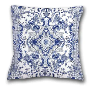 Vintage blau weiß persisch Kissenbezug geometrisch für Sofa Schlafzimmer Hotel Dekoration