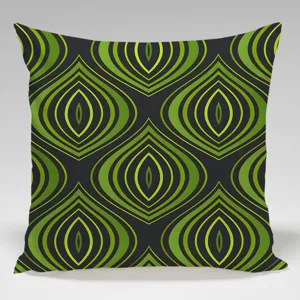 Federa per cuscino quadrata con motivo geometrico, fodera moderna astratta verde per divano.