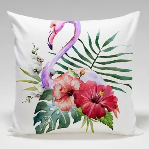 Watercolor flamingo tropical plant throw pillow cover soft peach skin cushion case 45x45