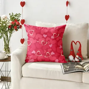 Housse de coussin motif coeur Saint Valentin rouge coussin decoratif pour salon canape lit