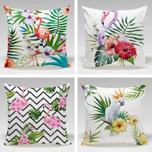 Decorative Throw Pillow Cover Tropical Plants Flamingo Cushion Cover For Sofa Living Room Bedroom Home Decor
