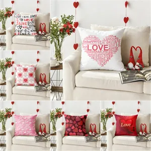 Housse de Coussin Décorative de Saint-Valentin Motif Cœur Lettre d'Amour pour Canapé Chambre Salon Décoration de Maison