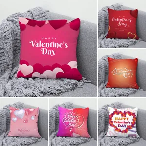 Housse de Coussin Décorative en Polyester Moderne et Minimaliste pour Canapé Lit Maison Cœur Rouge Saint-Valentin