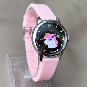 Kinder Cartoon Einhorn Quarzuhr Weiches Silikon Armband Student Analoge Armbanduhr Für Mädchen Jungen Geburtstagsgeschenk