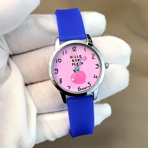 Kinder süße Cartoon Pfirsich Silikon Quarz Uhr für Jungen Mädchen Geburtstag Geschenk.