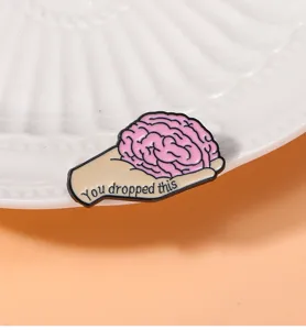 Funny brain hand enamel pin brooch clothing accessory funny badge fashion gift pins metal cute