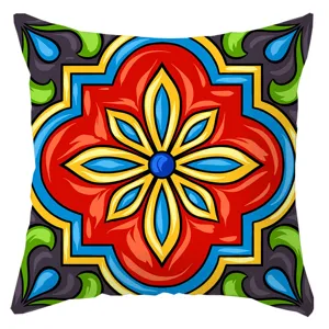 Vibrant geometric ethnic style throw pillow cover, vibrant colorful decorative cushion case