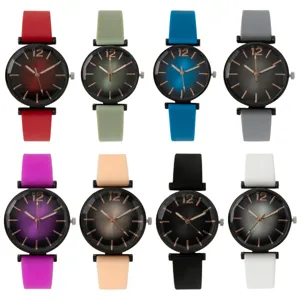 Reloj de silicona para mujer casual de cuarzo con esfera degradada y correa colorida