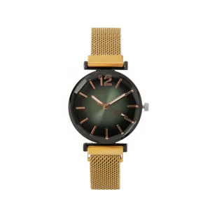 Vista dettagliata della splendida orologio da donna al quarzo con quadrante sfumato.