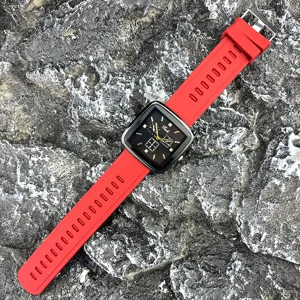 Modische Quarzarmbanduhr mit quadratischem Zifferblatt und rotem Silikonarmband chic.
