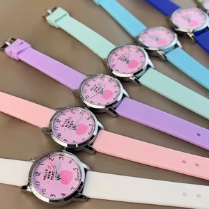 Bunte Silikonarmband Kinder Quarz Uhr mit niedlichem Pfirsich Zifferblatt Design Geschenk.