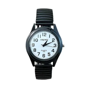 Freizeituhr mit Quarzwerk, elastischem Armband und klaren Ziffern für Damen und Herren