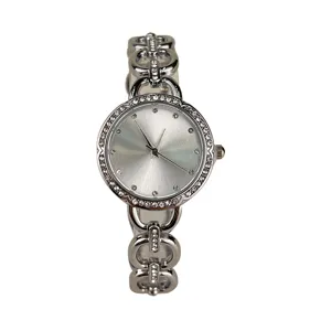 Silberne Strass Damen Quarz Uhr elegante Armbanduhr modische stilvolle Damenuhr neu