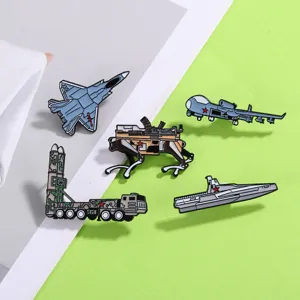 Military Enamel Pins Set J35 Fighter Drone Warship Tactical Brooch Badge Collectible