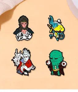 Black Myth Wukong Metall Emaille Pin Set, Spiel Charakter Rucksack Kleidung Brosche.