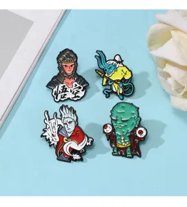Nahaufnahme des Black Myth Wukong Emaille Pins Sets, Legierungs Rucksack Brosche.