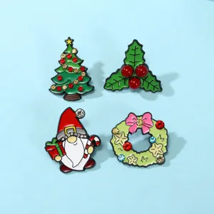 Weihnachten Cartoon Brosche Set mit Strass Legierung Tannenbaum und Weihnachtsmann für Fest.
