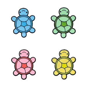 Bonito juego de broches de metal de tortuga marina de dibujos animados, cuatro insignias.