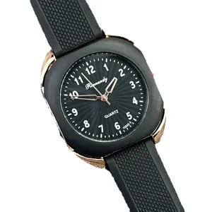 Modische Quarzuhr mit quadratischem Gehäuse und Silikonarmband für Damen und Herren.