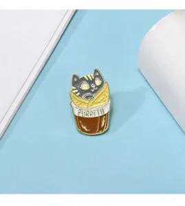 Cute cartoon cat brooch enamel pin alloy oil drop badge for clothes hat jacket decoration.