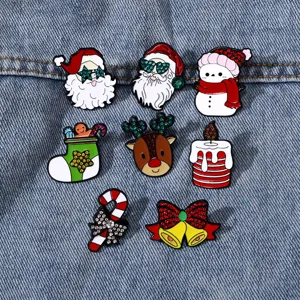 Weihnachten Cartoon Brosche Set Strass Legierung süßer Weihnachtsmann Schneemann Abzeichen