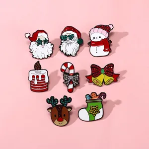 Weihnachtsmotiv Strass Legierung Broschen Set, süße festliche Anstecknadeln Schmuck.