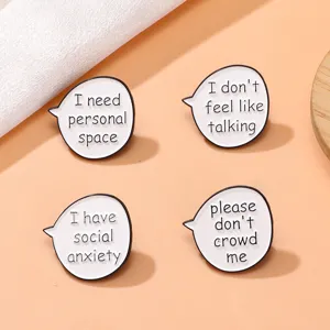 English letter speech bubble enamel pin set, minimalist metal brooch for women apparel decor