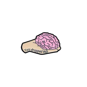 Funny hand holding brain enamel pin cartoon lapel brooch for clothing decoration