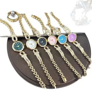 Luxus Strass Quarz Armbanduhr Set, stilvolle mehrfarbige Zifferblatt Damenmode Uhr.