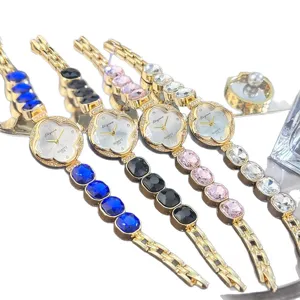Reloj de pulsera de trébol para mujer estrás cuarzo moda elegante reloj elegante